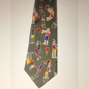 Save the Children Basketball Neck Tie Green Jon Age 9 "Basketball Stuff" EUC